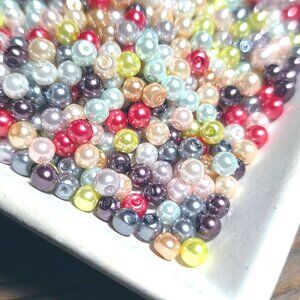 Bulk Lot Glass Pearl Beads 4mm Round in Mixed Colors USA Jewelry Supply 100 pcs